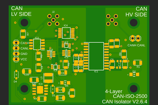 CAD design of PCB for CAN Isolator
