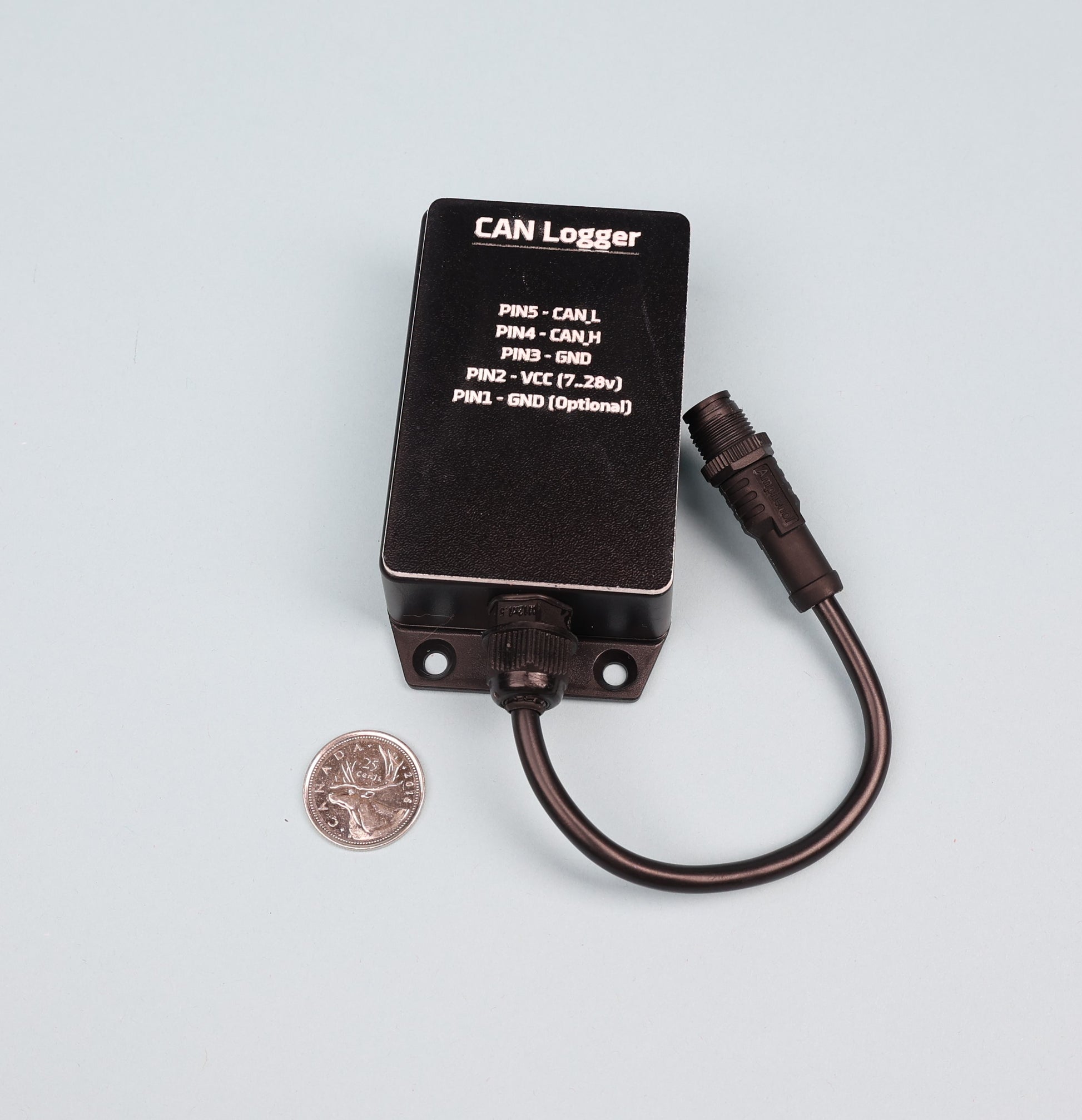 CAN Bus Datalogger. 3 channel datalogger. M12 connector. IP Rated.